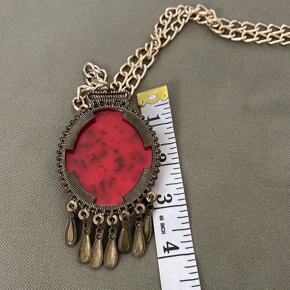 💕 Gorgeous Red color NECKLACE w chain - Picture 12 of 16